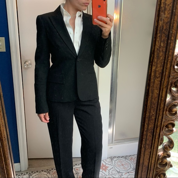 NEW Theory Black Blazer 6 Textured Cotton Wool - Picture 3 of 15